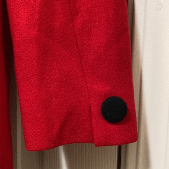 Vintage Authentic Christian Dior Wool Red Coat with Black Buttons - Picture 7 of 15